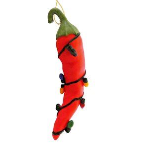 Ornament Red Hot Chili Pepper Wrapped In Christmas Tree Lights Hanging Decor